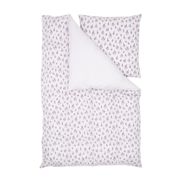Бяло и сиво памучно спално бельо за единично легло , 155 x 220 cm - Westwing Collection