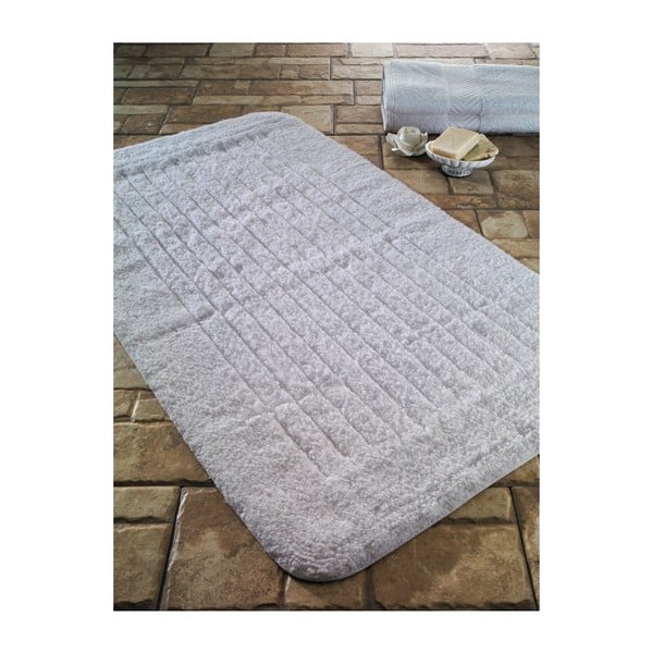 Bílá bavlněná koupelnová předložka Confetti Bathmats Cotton Stripe, 60 x 100 cm