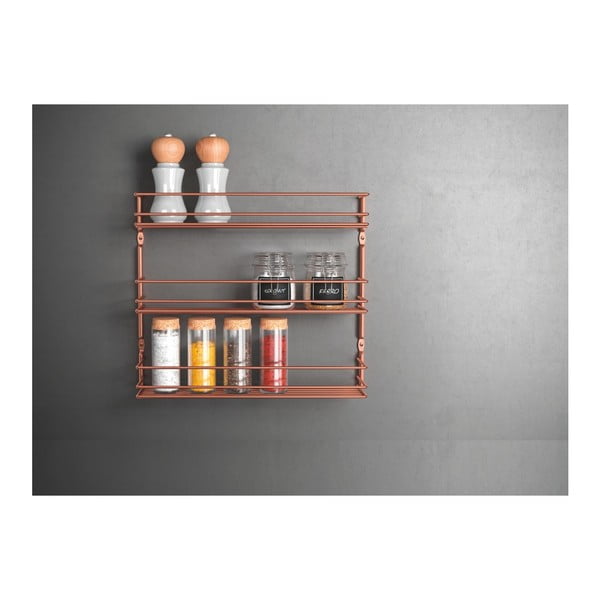 Стенна поставка за подправки с 3 рафта в меден цвят - Metaltex-image-1
