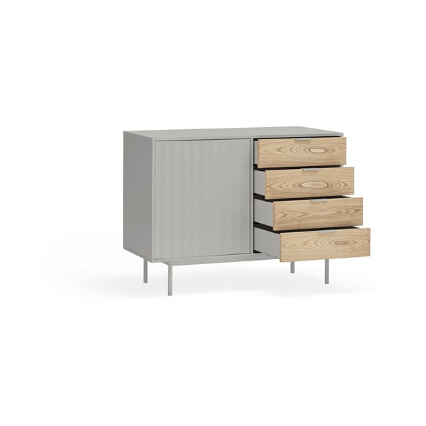 Сив/естествен нисък скрин от декор от дъб  108x80 cm Sierra – Teulat-image-4