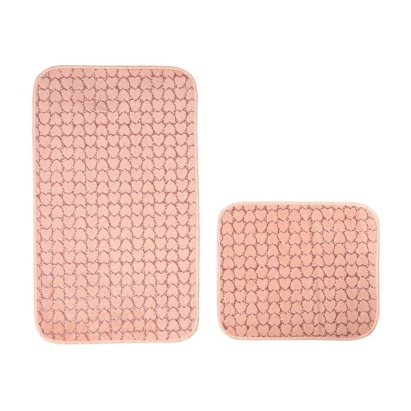 Розови килими за баня в комплект от 2 бр. 60x100 cm Heart – Mila Home