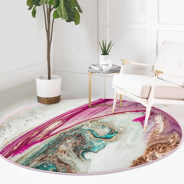 Кръгъл килим подходящ за пране и за прахосмукачки роботи ø 120 cm Comfort – Mila Home-image-2