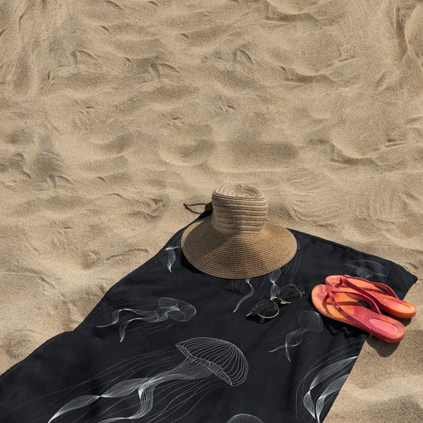 Черно-бяла плажна кърпа 90x180 cm Jellyfish - DecoKing-image-4