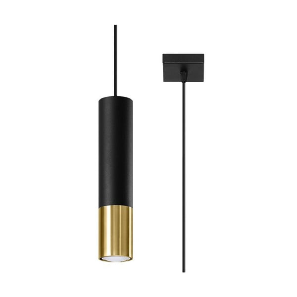 Висяща лампа с метален абажур в черно-златист цвят 8x8 cm Longbot - Nice Lamps