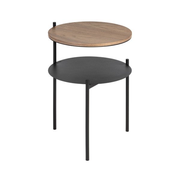 Черно/в тъмно естествен цвят нощно шкафче с орехов плот Tu – noo.ma