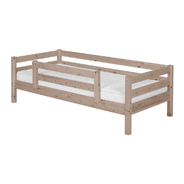 Детско легло от кафява борова дървесина с предпазна ограда , 90 x 200 cm Classic - Flexa