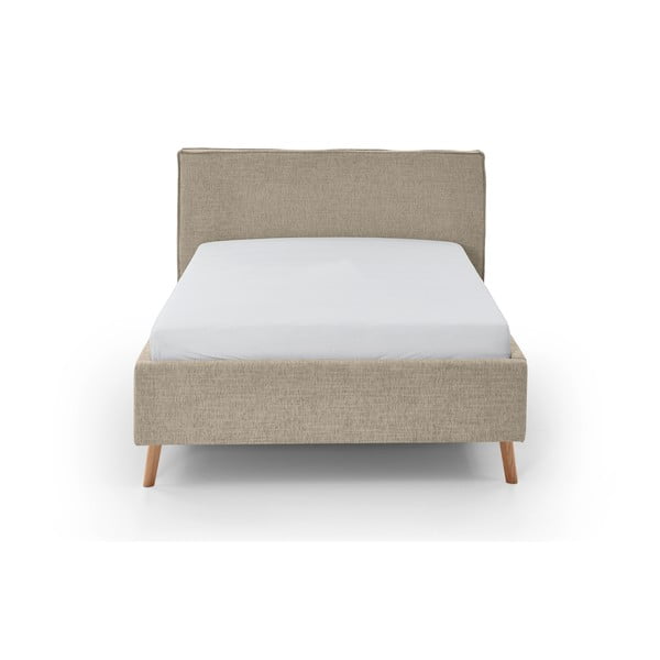 Бежово двойно легло 140x200 cm тапицирано с място за съхранение с включена подматрачна рамка Riva – Meise Möbel-image-4