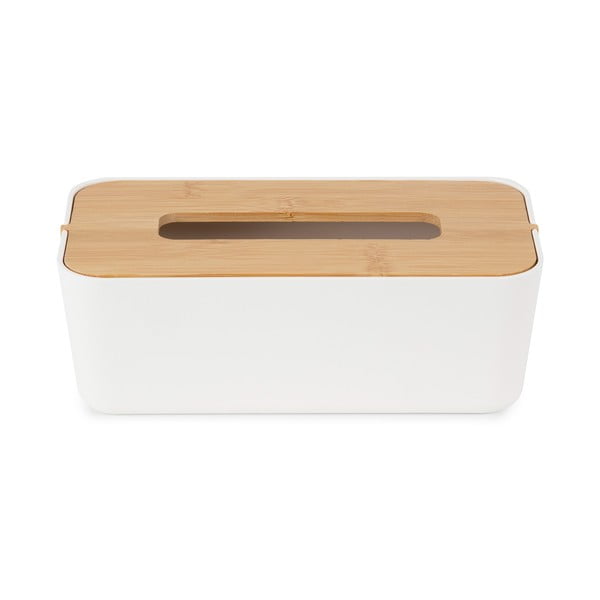 Бяла кутия за носни кърпички с бамбуков капак Ekologic - Compactor