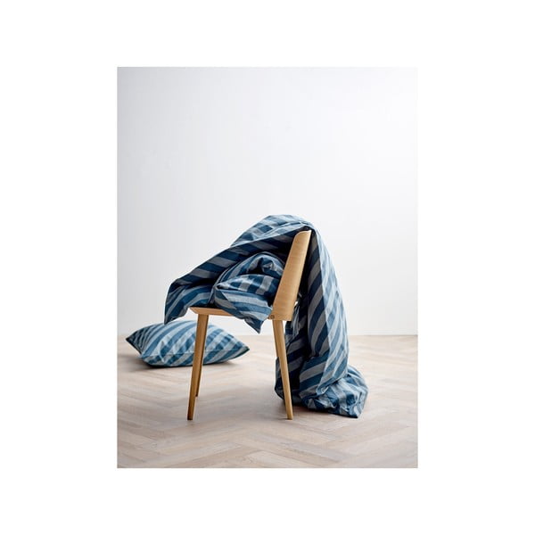 Тъмно синьо спално бельо от сатен от органичен памук Södahl , 140 x 200 Diagonal - Södahl-image-1