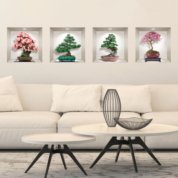 Комплект от 4 3D стикера за стена Bonsai of Seasons - Ambiance