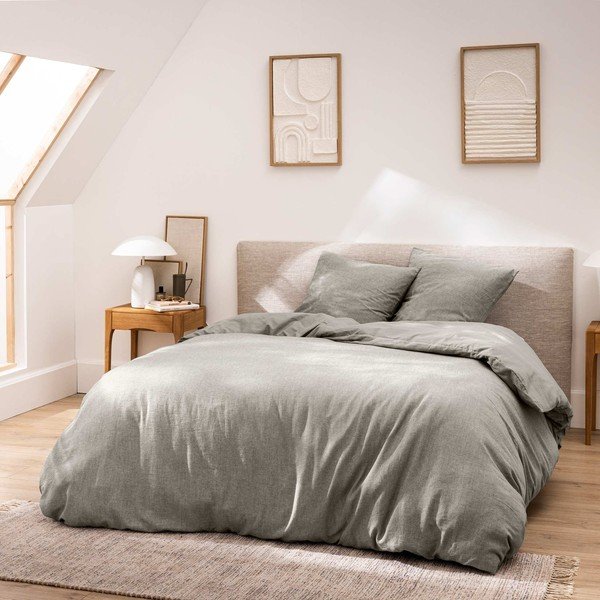 Сиво двойно /удължено 3 части памучно спално бельо 240x220 cm Meline – douceur d'intérieur