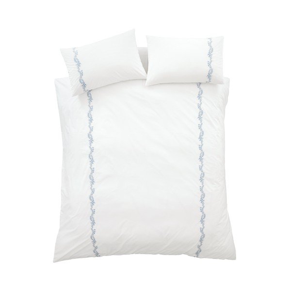 Бяло двойно  3 части спално бельо от памук перкал 200x200 cm Camille Embroidered Floral – Bianca