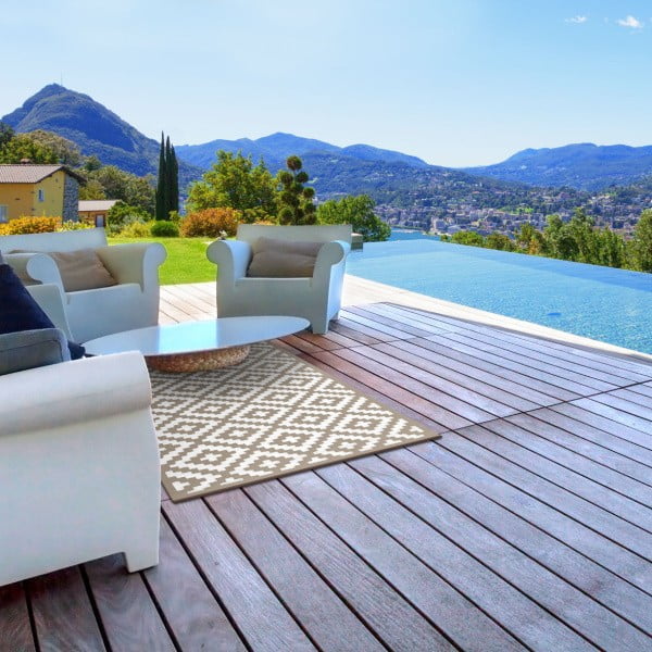 Béžovo-bílý oboustranný koberec vhodný i do exteriéru Green Decore Nirvana, 120 x 180 cm-image-1