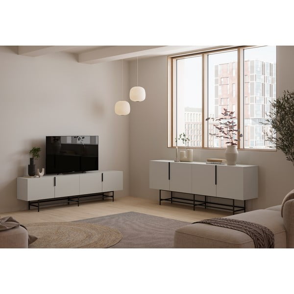 Кремав нисък скрин 200x77,5 cm Eldia – Marckeric-image-1