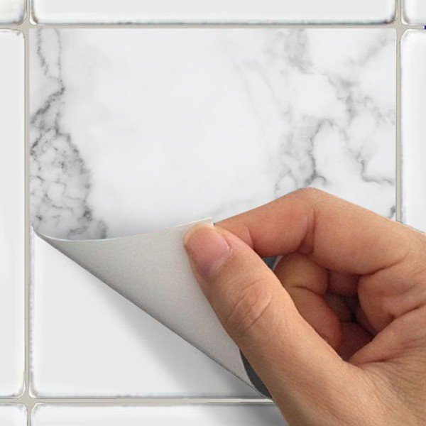 Sada 4 samolepek na zem Ambiance White Marble-image-1