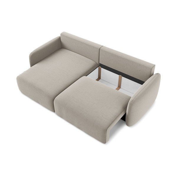 Кафяво-сив кадифен сгъваем/с място за съхранение ъглов диван (ляв ъгъл) Kalena – Makamii-image-4