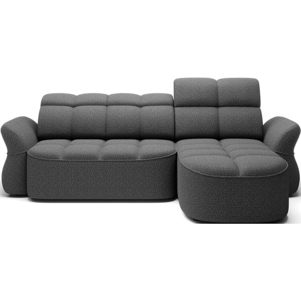 Тъмносив кадифен разтегателен ъглов диван с място за съхранение (десен ъгъл) Beneth – ELTAP