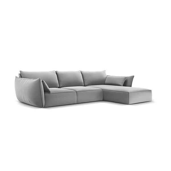 Светлосив кадифен ъглов диван (десен ъгъл) Vanda – Mazzini Sofas-image-2