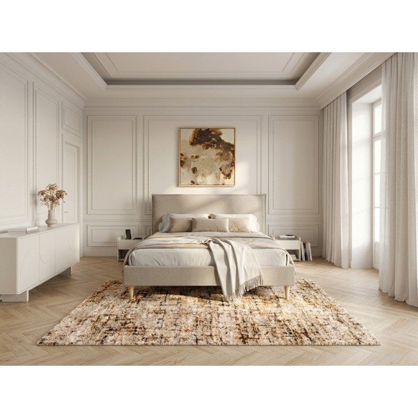 Бежово тапицирано двойно легло с решетка 180x200 cm Sary - Bobochic Paris-image-3