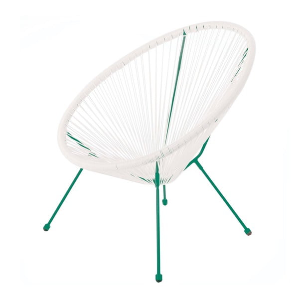 Бяло-зелено градинско кресло от изкуствен ратан Acapulco - LDK Garden