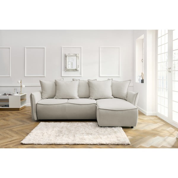 Кремав разтегателен диван (десен ъгъл) Leon - Bobochic Paris-image-1