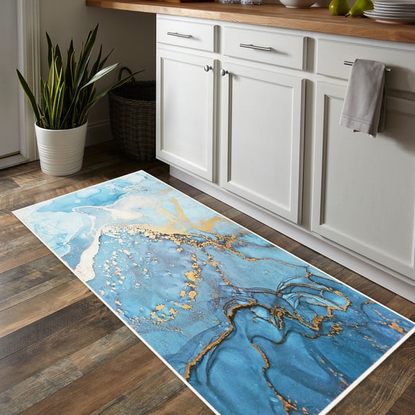 Син килим подходящ за пране 80x150 cm Blue Waves – Oyo Concept-image-1