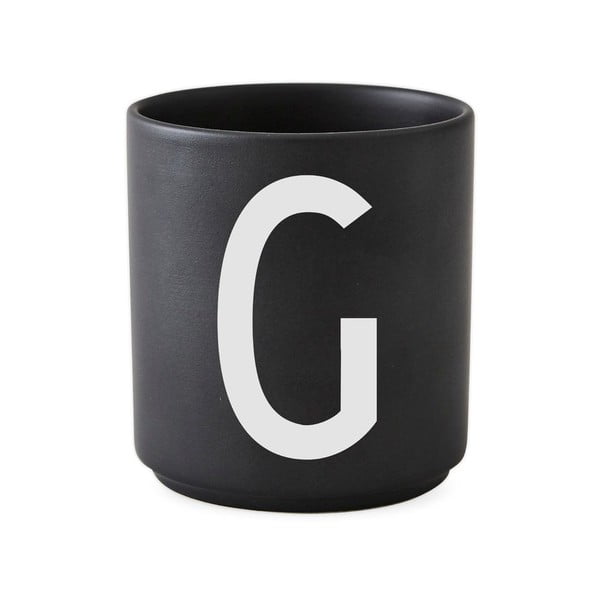 Черна порцеланова чаша Alphabet G, 250 ml A-Z - Design Letters