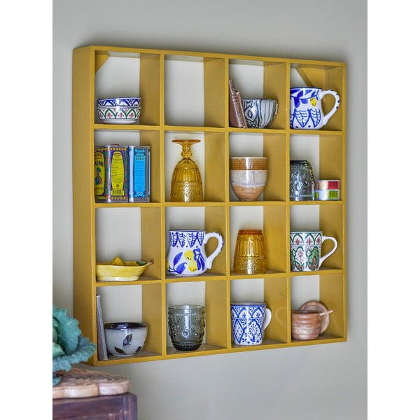 Жълт на няколко нива стенен рафт от рециклирано дърво 10 cm Bekka – Bloomingville-image-1