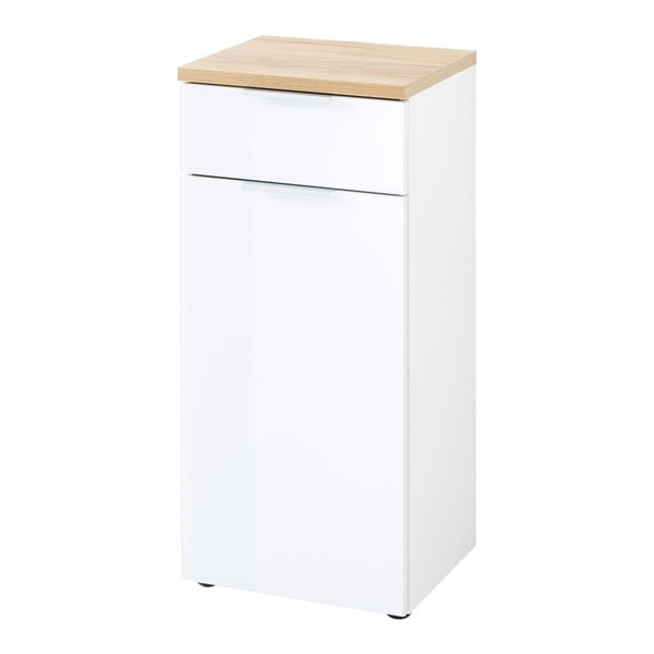 Дъбов нисък шкаф за баня  в бял\естествен цвят 39x86 cm Pescara - Germania-image-4