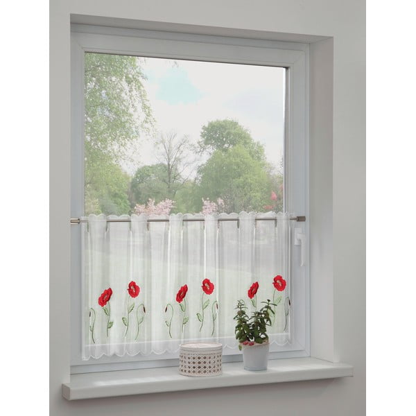 Бяла завеса 155x45 cm Poppies – Sehlbach-image-1