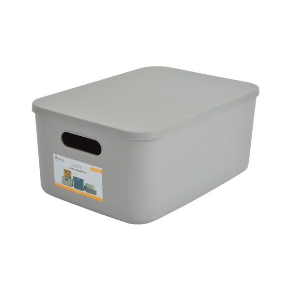 Сива пластмасова кутия за съхранение с капак 35,5x25,5x16 cm – Homéa-image-2
