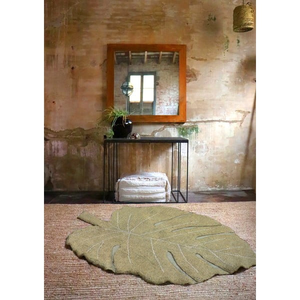 Ръчно изработен памучен детски килим подходящ за пране в цвят каки 120x180 cm Monstera Olive – Lorena Canals-image-4
