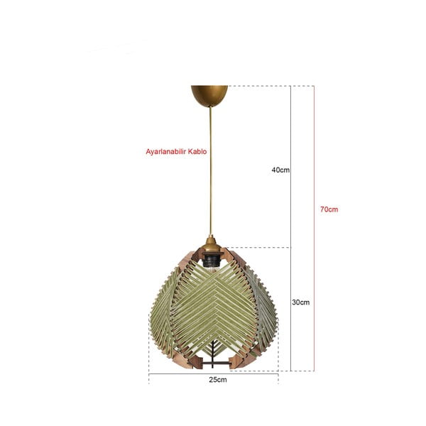 Зелено/в естествен цвят висящо осветително тяло с текстилен абажур ø 25 cm Yola – Opviq lights-image-2