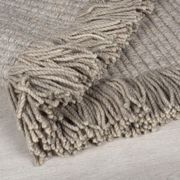 Сив ръчно изработен килим със смес от вълна 160x230 cm Rene Fringed Ribbed – Flair Rugs-image-2