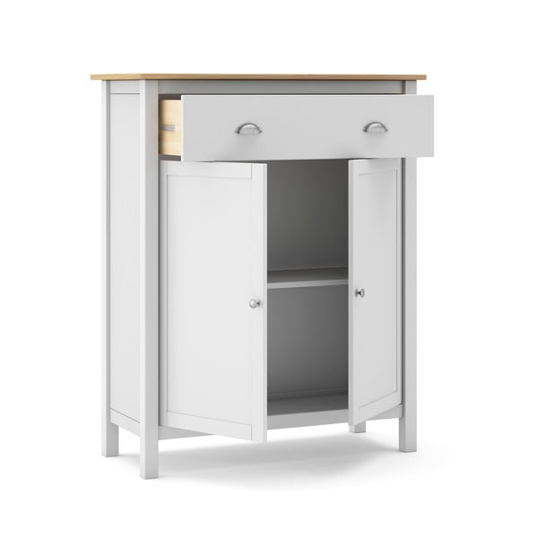 Висок скрин от бял/натурален бор 90x110 cm Misti - Marckeric-image-4