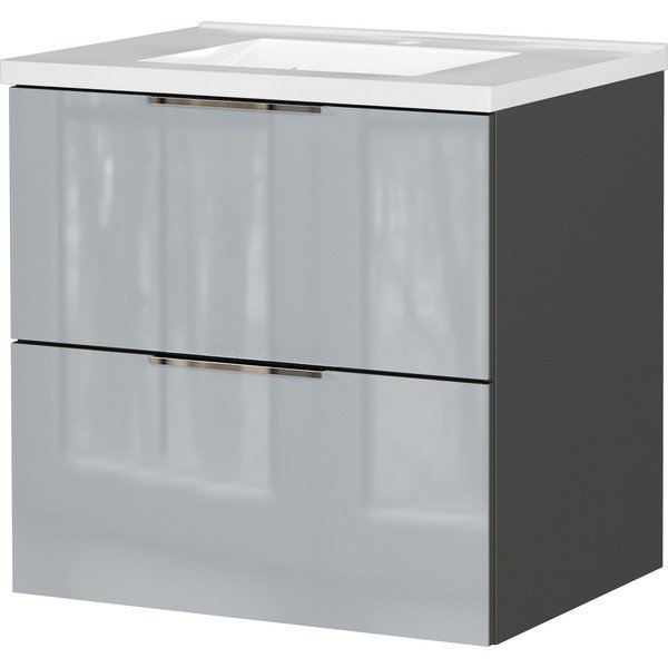Сив гланцов стенен шкаф за мивка 61x61 cm Celano – Germania