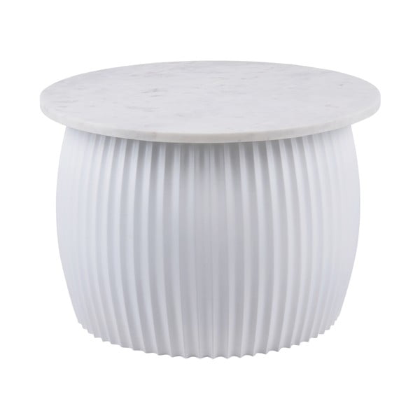 Бяла кръгла масичка за кафе с мраморен плот ø 52 cm Luscious - Leitmotiv