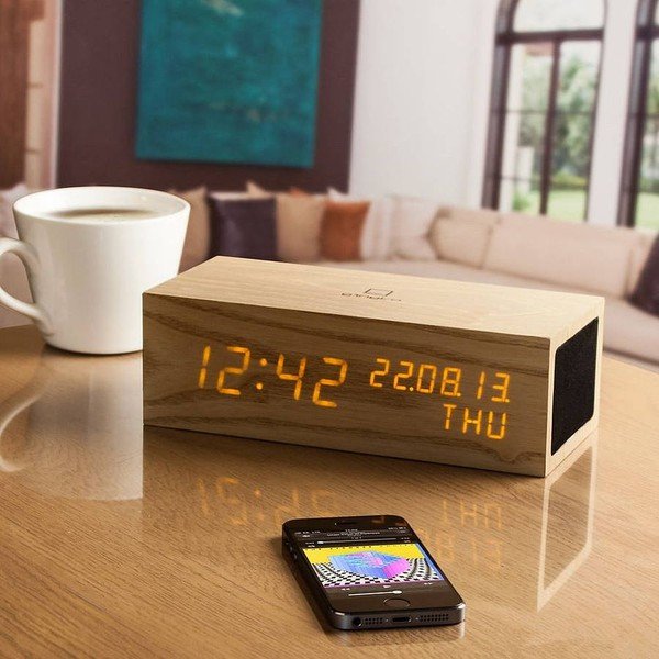 Reproduktor Oak Click Clock s oranžovým LED budíkem-image-1