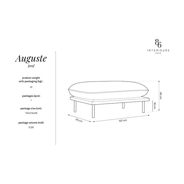 Бежов пуф с кадифена повърхност Auguste - Interieurs 86-image-4