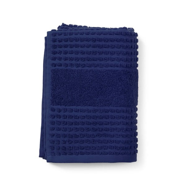 Тъмносиня кърпа от органичен памук от тери 50x100 cm Check – JUNA