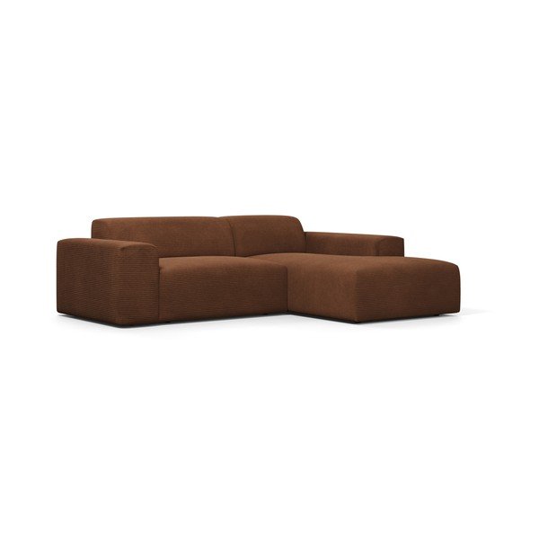 Кафяв ъглов диван от велур , 250 см, десен ъгъл Karen - Marie Claire Home-image-2