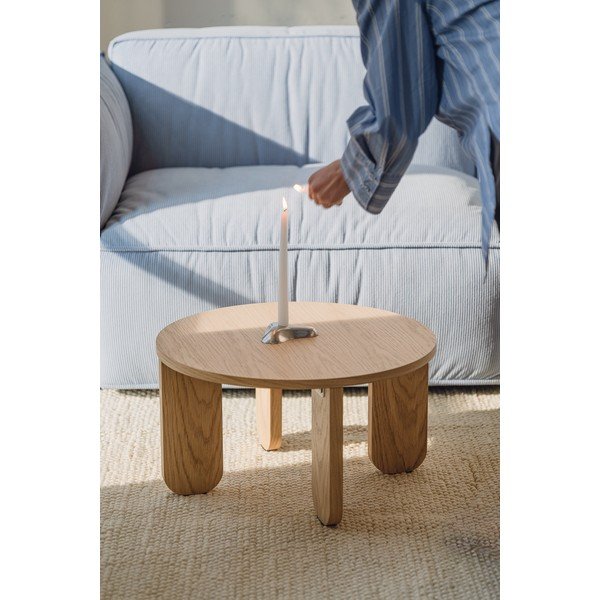 Кръгла масичка за кафе с дъбов плот в естествен цвят ø 55 cm Kuvu – noo.ma-image-3