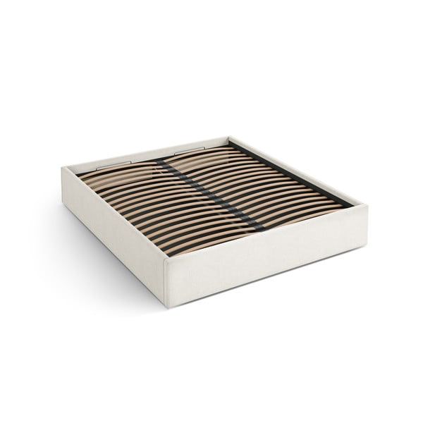 Кремаво двойно легло 200x200 cm тапицирано с място за съхранение/без табла с включена подматрачна рамка Susan – Micadoni 