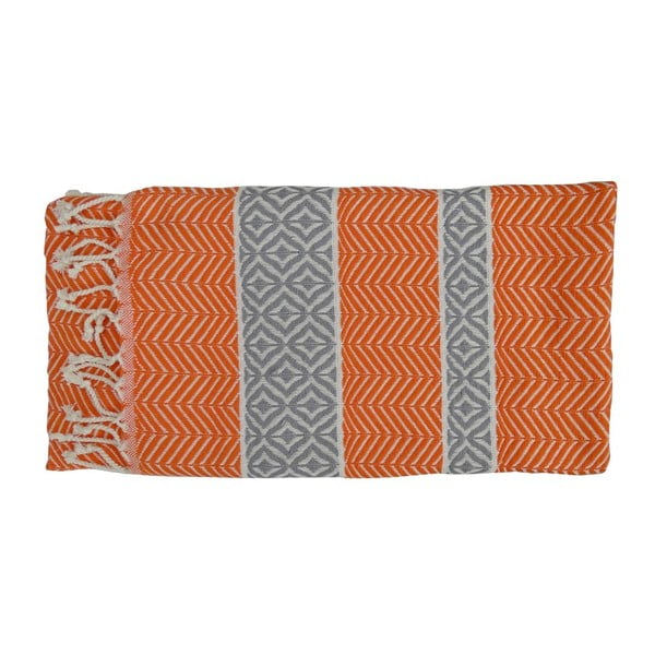 Oranžová ručně tkaná osuška z prémiové bavlny Homemania Basak Hammam, 100 x 180 cm