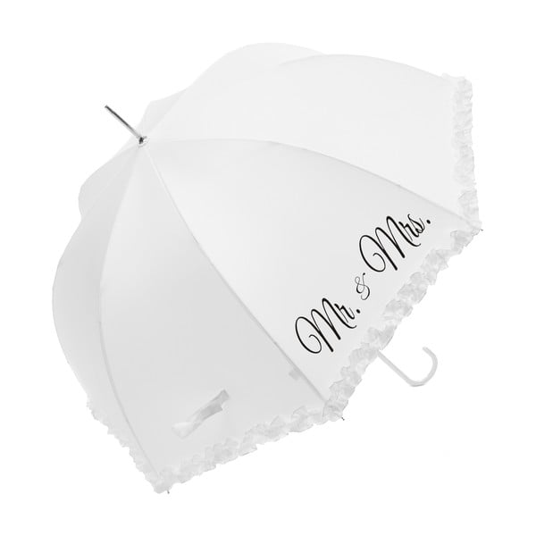 Бял сватбен чадър "Г-н и г-жа", ⌀ 90 см - Ambiance