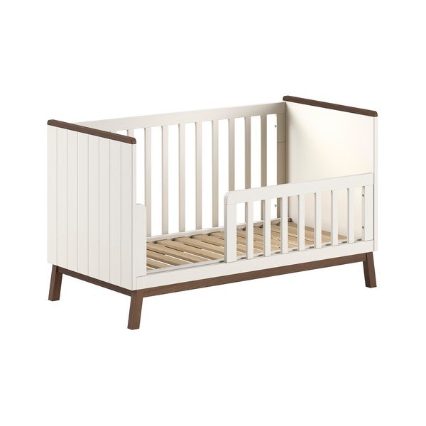 Бежово детско креватче 70x140 cm от масивен бор с подвижна странична част/с регулируема височина Sezane – Vipack-image-2