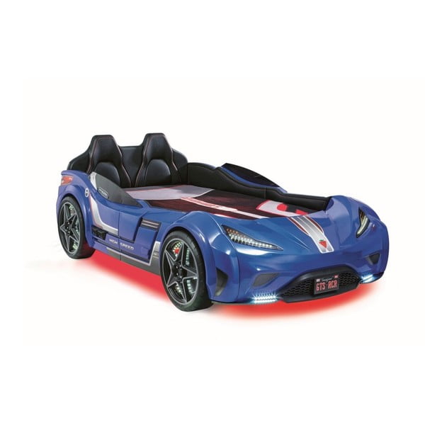 Синьо детско легло във формата на кола с червено осветление Fast GTS Carbed Blue - Unknown