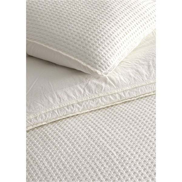 Бяло единично  спално бельо от памук Renforcé 140x200 cm Waffle Striped – Mila Home Luxury-image-2