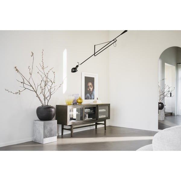 Кафява витрина от декор от дъб  с плъзгащи се врати 170x75 cm Hazelton – Rowico-image-2