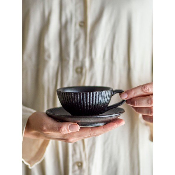 Черна керамична чаша за капучино 200 ml Neri – Bloomingville-image-3